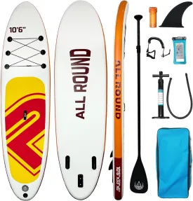 10'6" Inflatable Paddle Board, Premium Stand Up Paddle Board with All Accessories & Carry Bag, Wide Stable Design, 330LBS Load Capacity, Anti-Slip Deck for Youth & Adult to Surf, Fishing, Yoga, Canoe