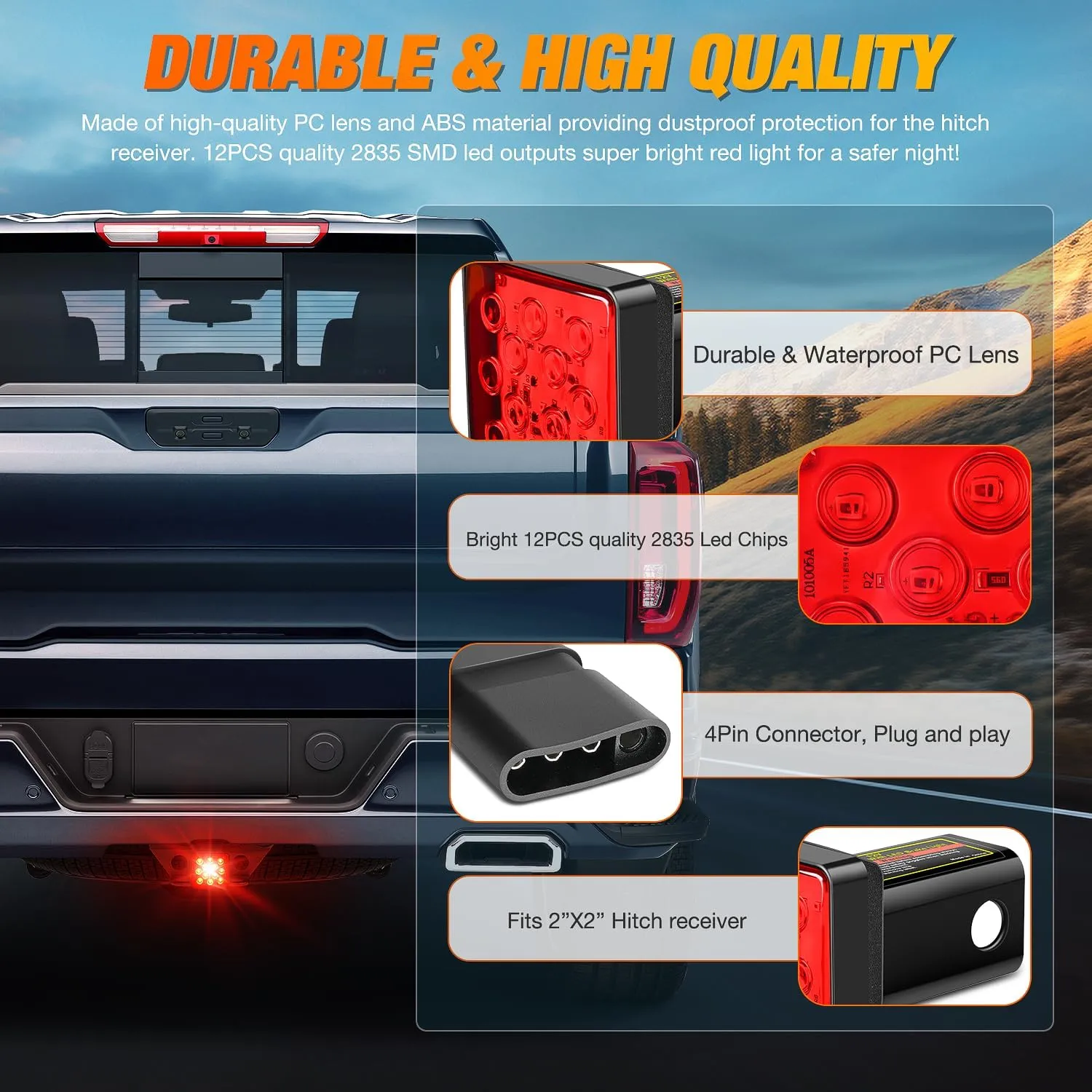 12LED Brake Light Trailer Hitch Cover