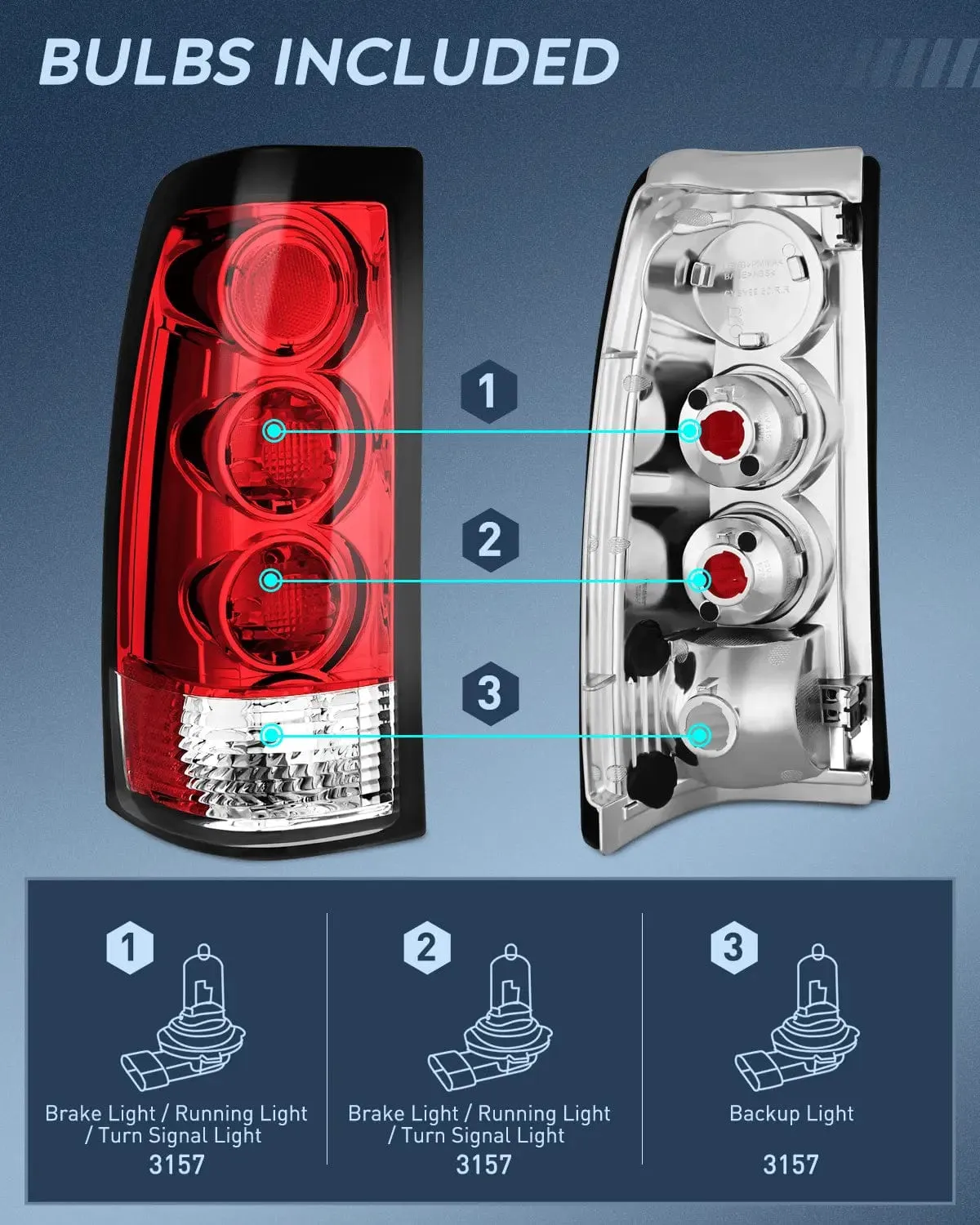 1999-2006 GMC Sierra 1999-2002 Chevy Silverado Red Housing Rear Lamp Replacement Only Fits Fleetside Models Tail light Assembly