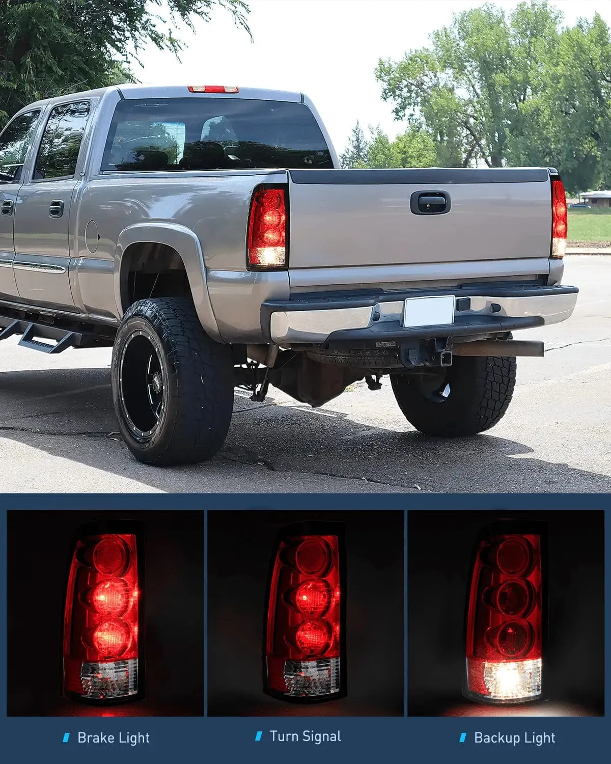 1999-2006 GMC Sierra 1999-2002 Chevy Silverado Red Housing Rear Lamp Replacement Only Fits Fleetside Models Tail light Assembly