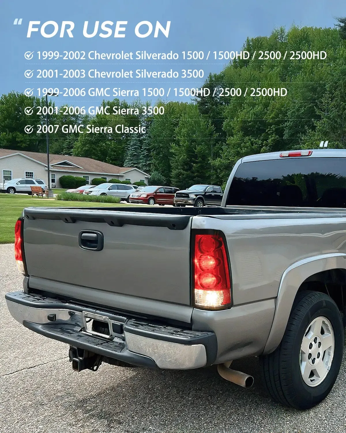 1999-2006 GMC Sierra 1999-2002 Chevy Silverado Red Housing Rear Lamp Replacement Only Fits Fleetside Models Tail light Assembly