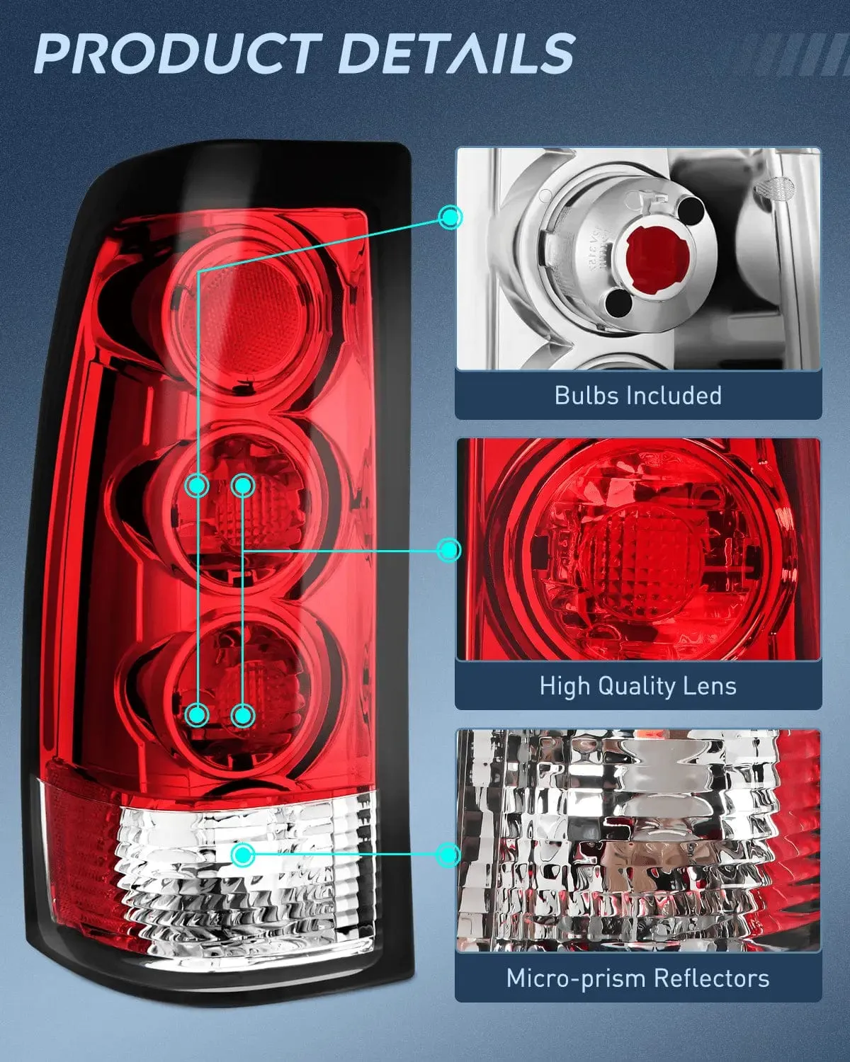 1999-2006 GMC Sierra 1999-2002 Chevy Silverado Red Housing Rear Lamp Replacement Only Fits Fleetside Models Tail light Assembly