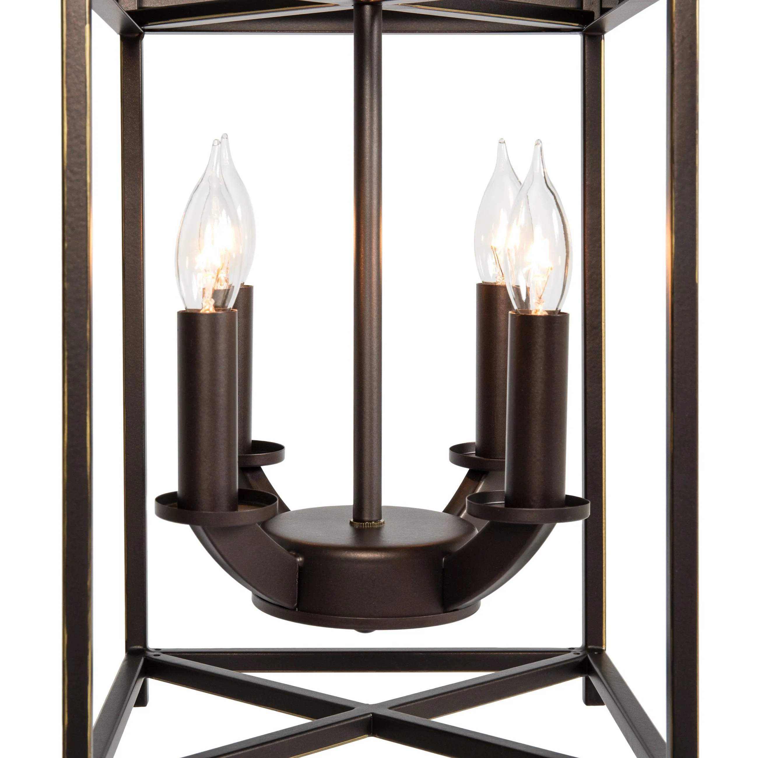 4-Light Ceiling Chandelier Lantern - Bronze