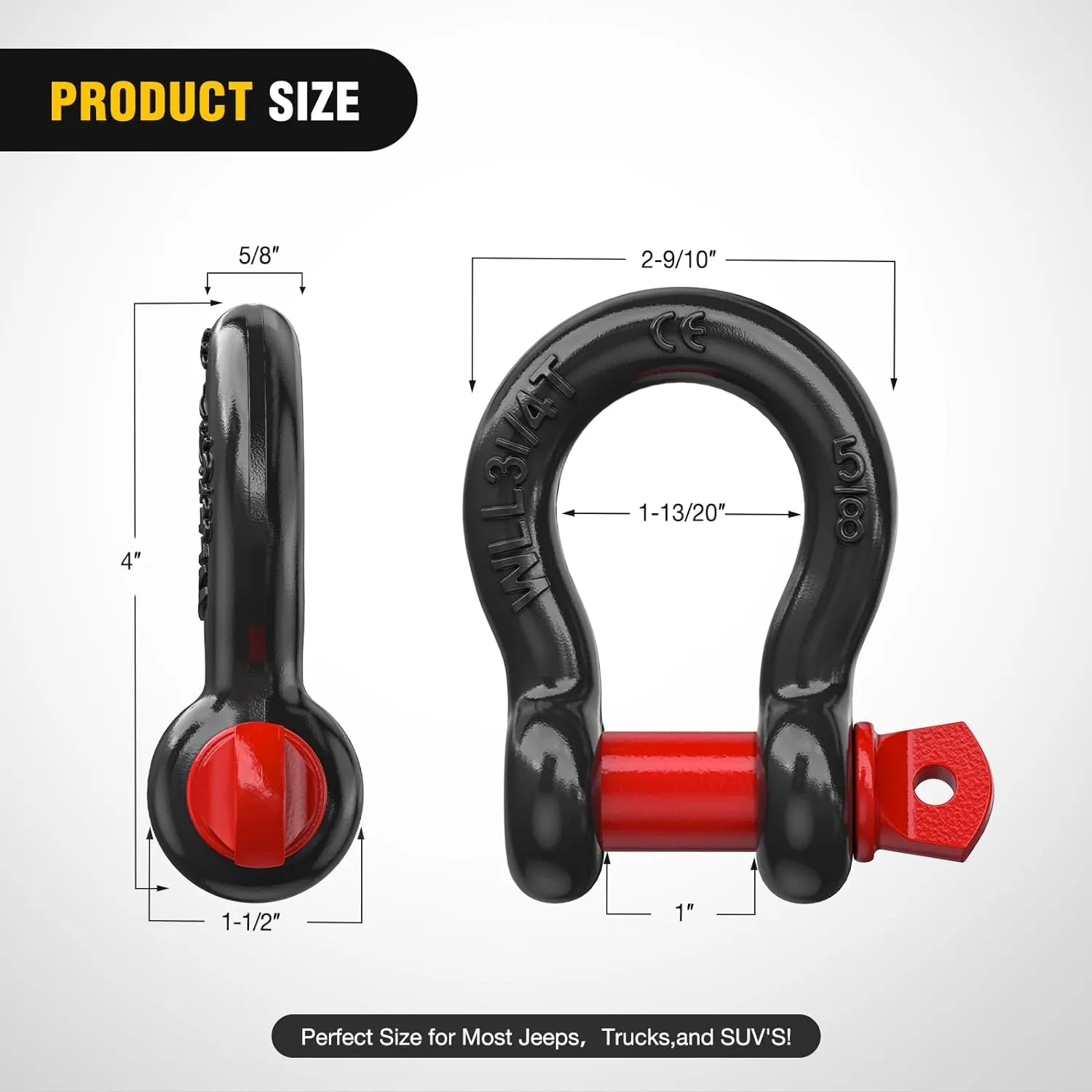 5/8 Inch D-Ring Shackle 4 Packs