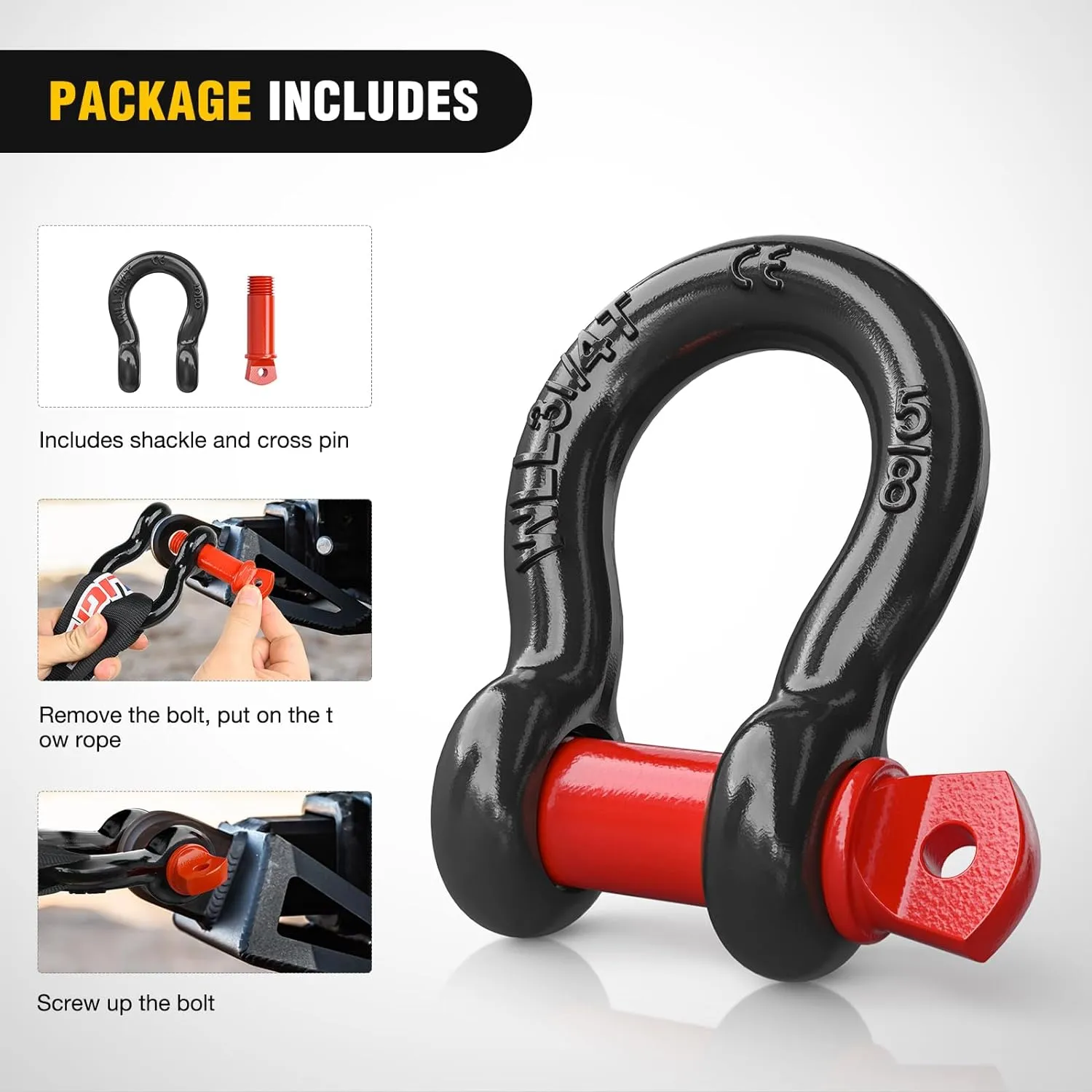 5/8 Inch D-Ring Shackle 4 Packs