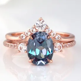 Bella Alexandrite Ring Set- 14K Rose Gold Vermeil