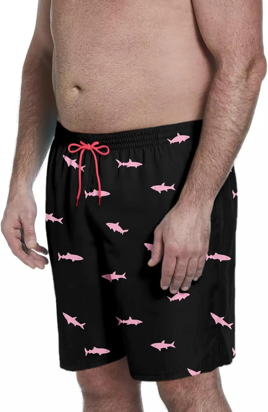 Big and Tall Men's Swim Trunk 8" with Compression Liner 8 Inch Inseam Quick Dry Board Shorts & Zipper Pocket 2XL-9XL