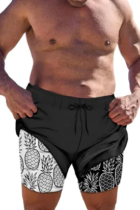 Big and Tall Men's Swim Trunk 8" with Compression Liner 8 Inch Inseam Quick Dry Board Shorts & Zipper Pocket 2XL-9XL