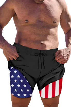 Big and Tall Men's Swim Trunk 8" with Compression Liner 8 Inch Inseam Quick Dry Board Shorts & Zipper Pocket 2XL-9XL
