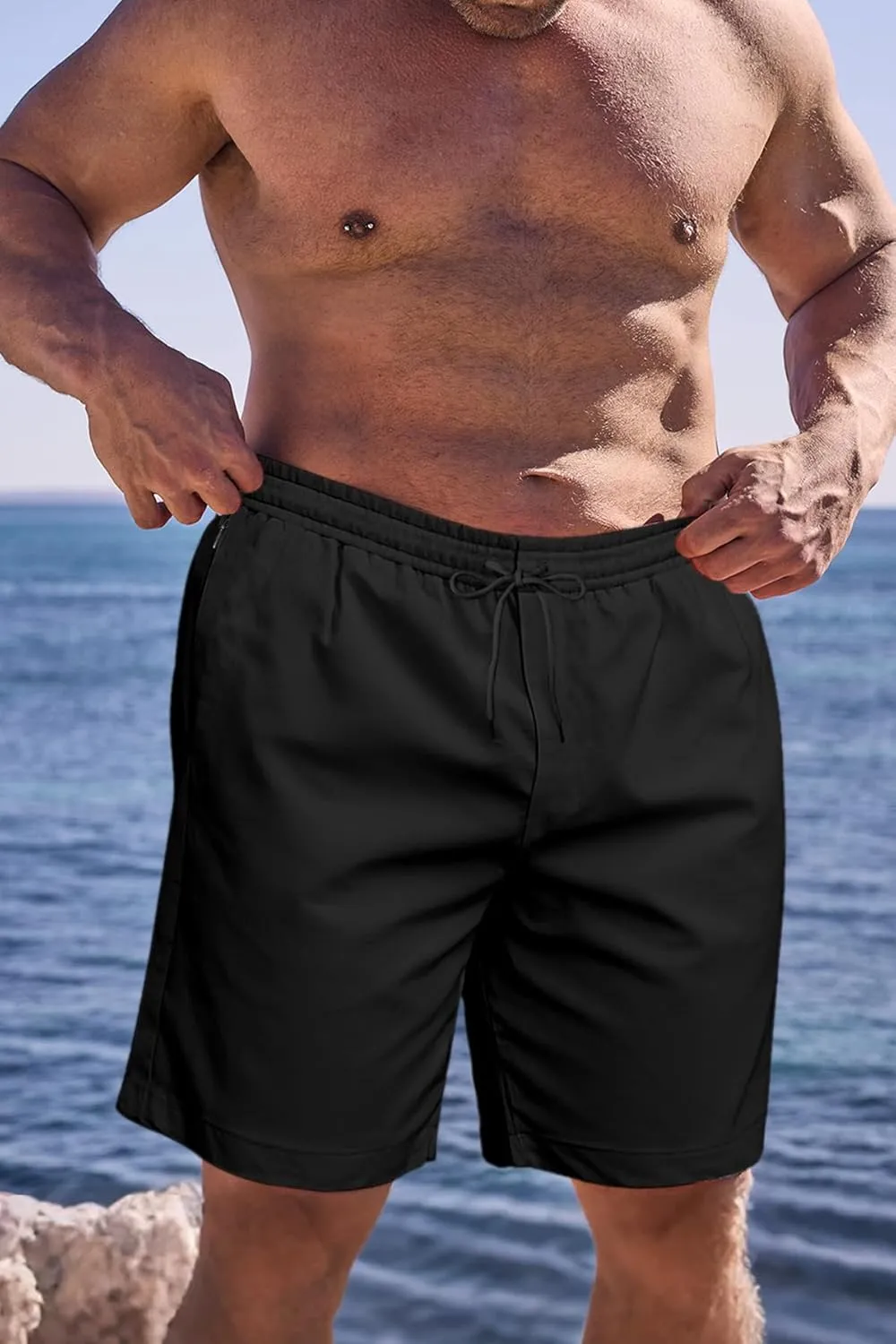 Big and Tall Men's Swim Trunk 8" with Compression Liner 8 Inch Inseam Quick Dry Board Shorts & Zipper Pocket 2XL-9XL