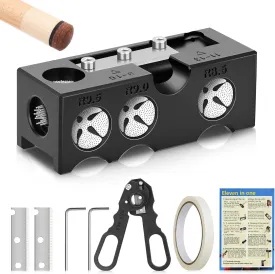 Billiards Pool Cue Tip Shaper, Pool Cue Tips Replacement Kit, Pool Cue Shaper, Pool Cue Tip Tool, Pool Cue Tips Repair Tool for Replacement and Shaping Cue Tips (10-in-1)