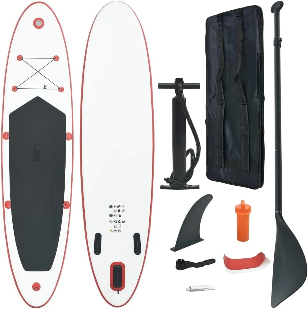 CHARMMA Stand Up Paddle Board Set SUP Surfboard Inflatable Red and White-11.7KG