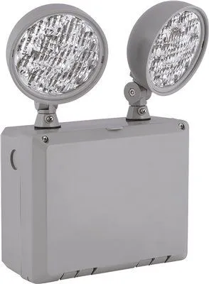 Compass Led Wet Location Emergency Light Remote Capacity Dual-Head Fully Adjustable 1.875 Watt Grey