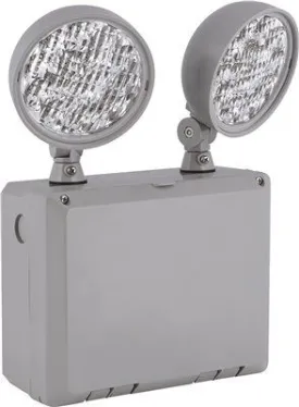 Compass Led Wet Location Emergency Light Remote Capacity Dual-Head Fully Adjustable 1.875 Watt Grey