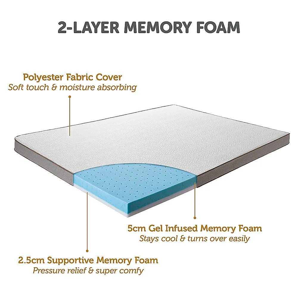 Cooling Gel-Infused Memory Foam Mattress Topper, Double, Palermo
