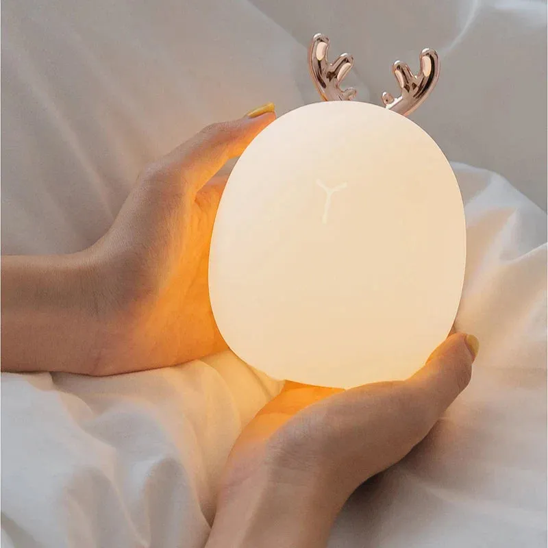 Cute Rabbit Deer LED Lamp Wireless Touch Sensor Silicone Children Kids Baby Bedside Decoration Christmas Night Light