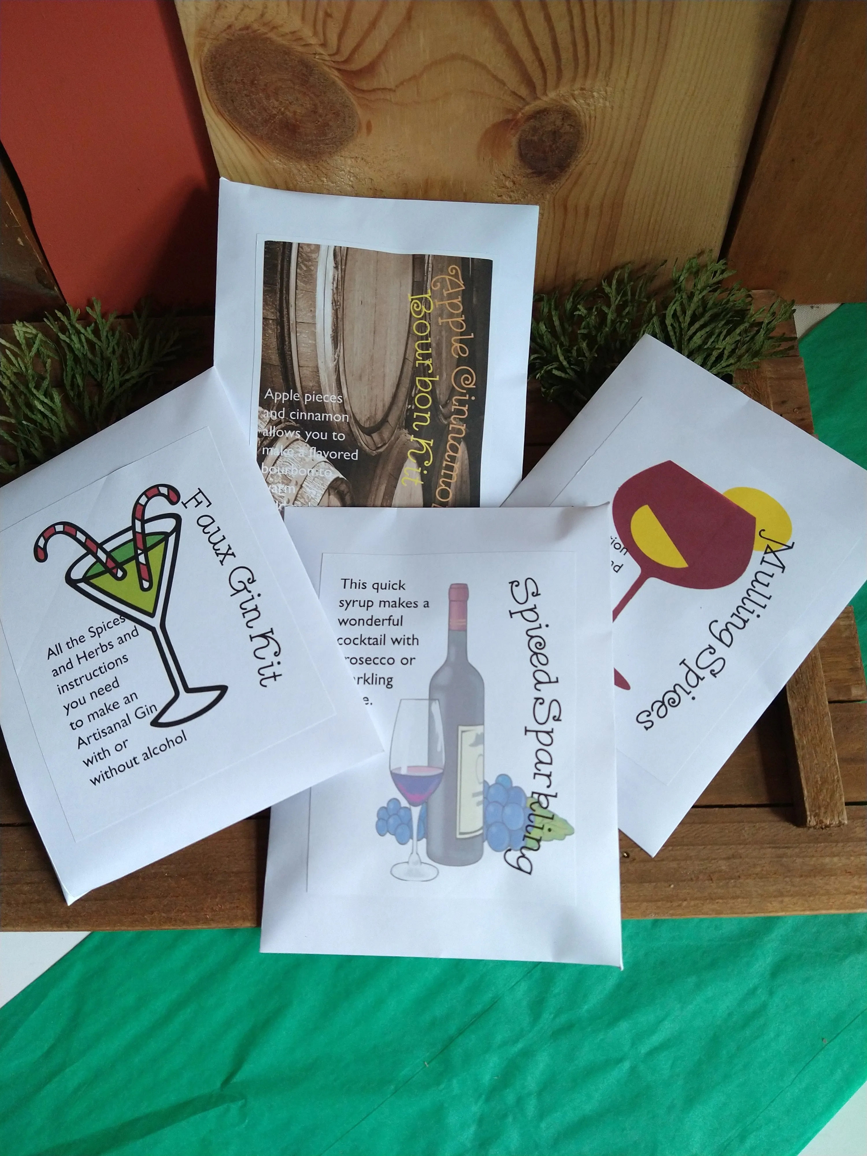DIY Cocktail/ Mocktail Kits, make flavored bourbon, cider, tea and wine at home, craft artisanal cocktails, herbed simple syrup, mulled wine