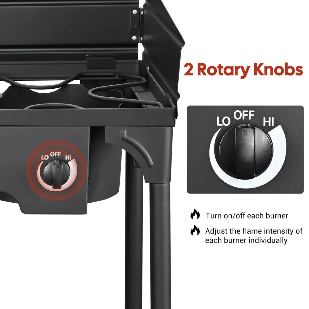 DIY Propane Outdoor Stove 2-Burner with Regulator 150,000BTU