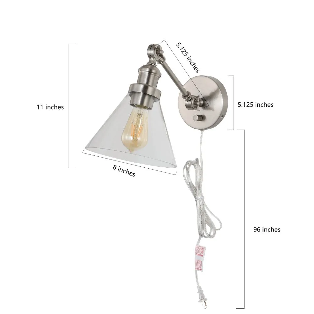 Fowler 8" Iron/Glass Adjustable LED Wall Sconce