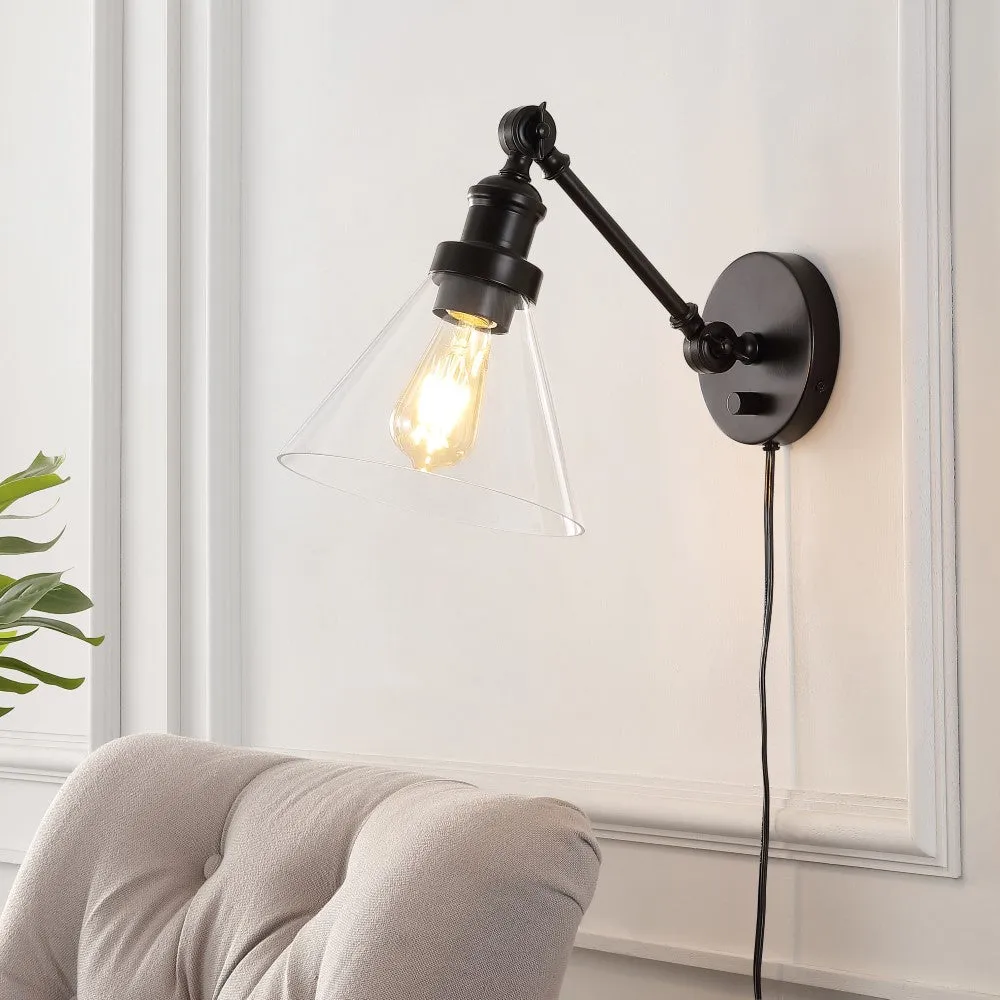 Fowler 8" Iron/Glass Adjustable LED Wall Sconce