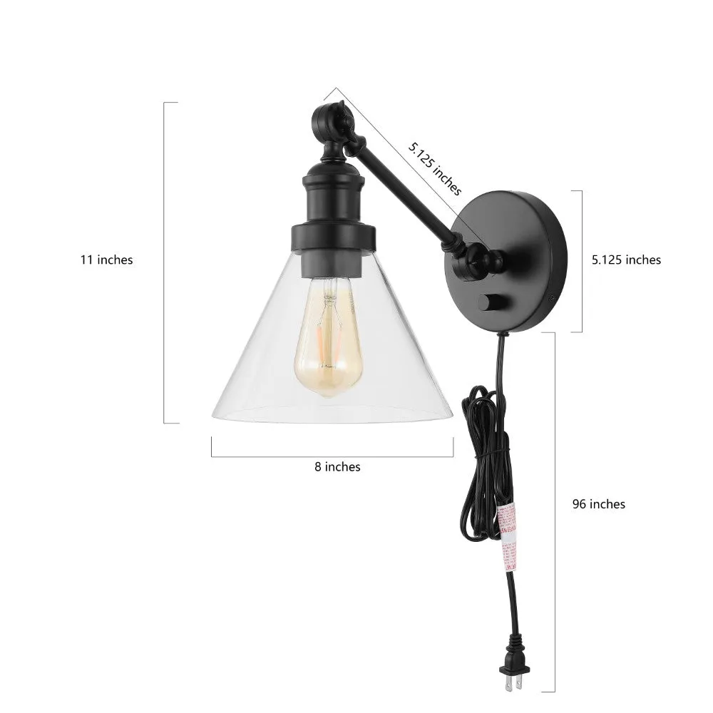 Fowler 8" Iron/Glass Adjustable LED Wall Sconce