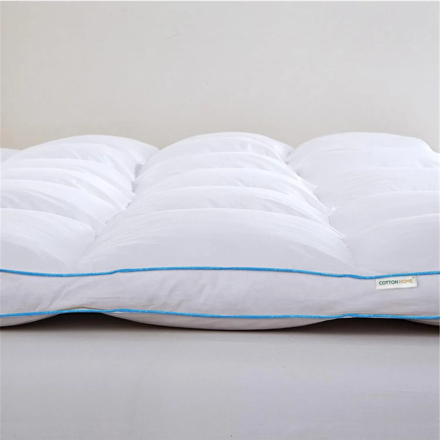 Gel Mattress Topper 8cm Thickness - 90x200cm White with Blue Cord