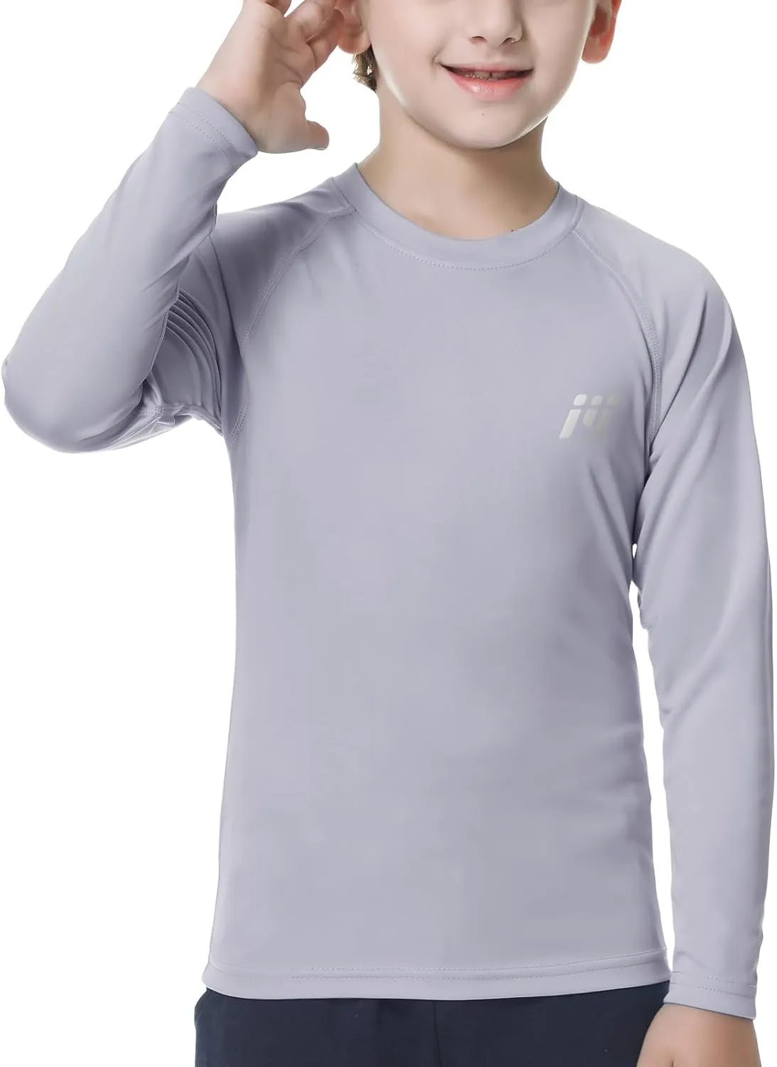 MEETWEE Children's Base Layer Boys Long Sleeve Shirt Quick Dry Kids Thermal Long Underwear,UPF50  Boy Rash Guard Shirts
