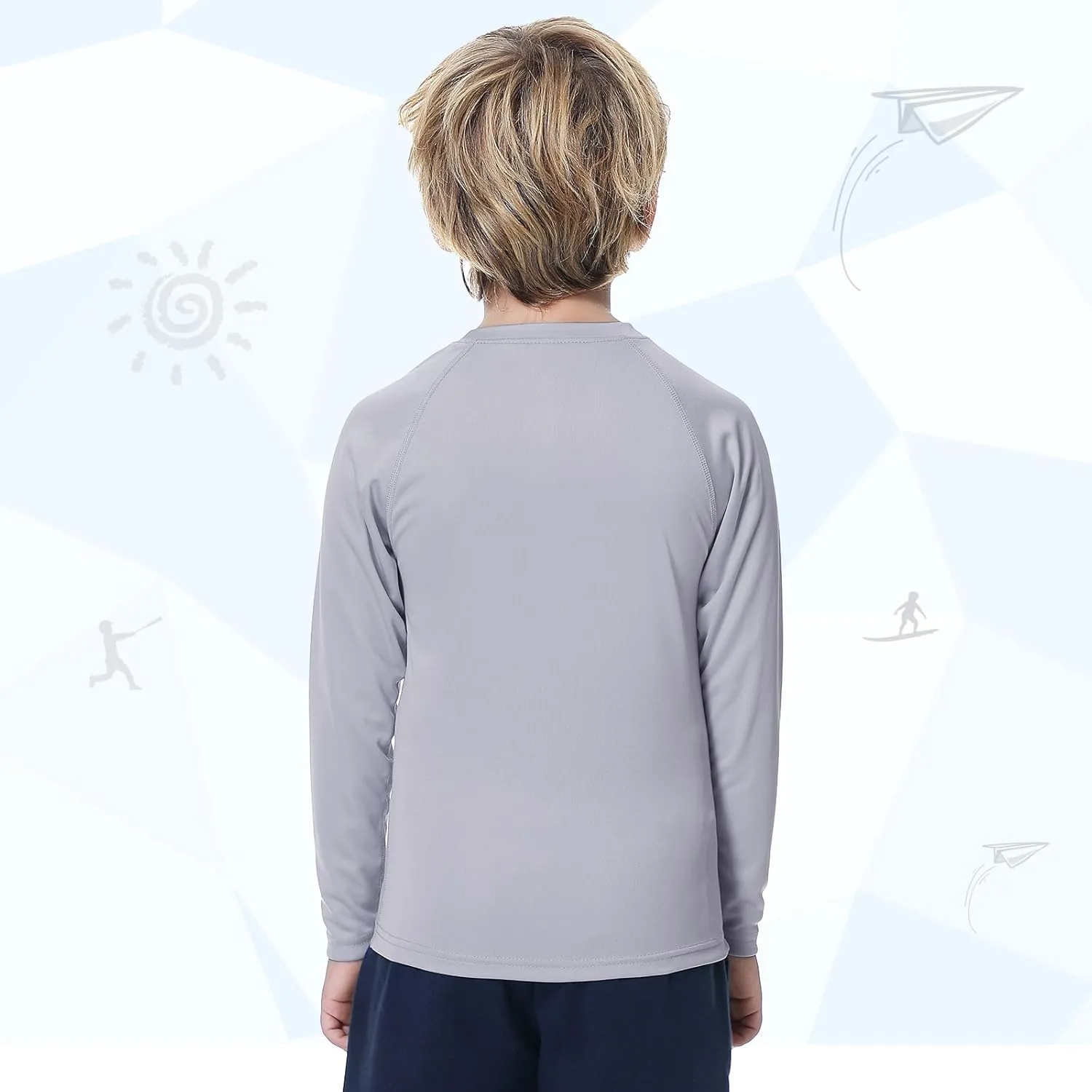 MEETWEE Children's Base Layer Boys Long Sleeve Shirt Quick Dry Kids Thermal Long Underwear,UPF50  Boy Rash Guard Shirts