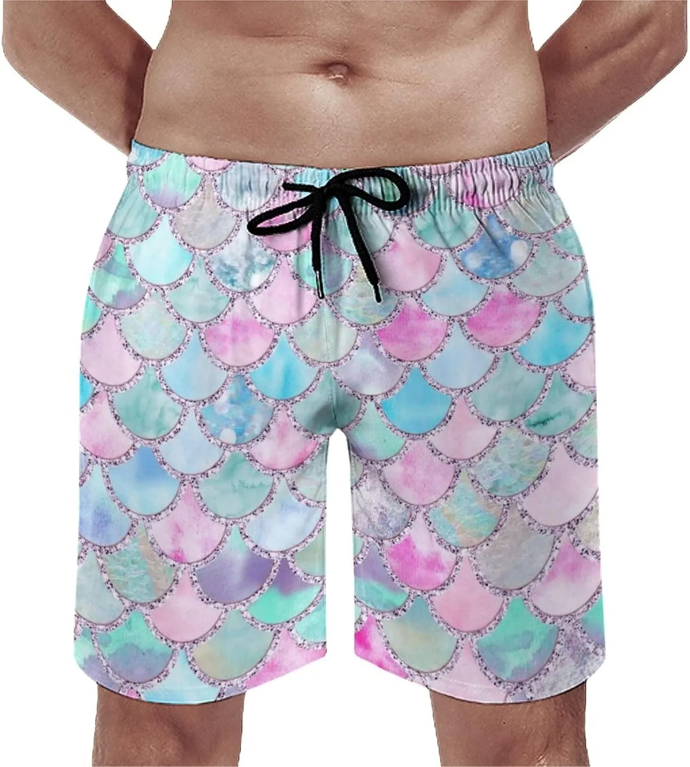 Men's Summer Quick Dry Swim Trunks Mermaid Beach Board Shorts Bathing Suits