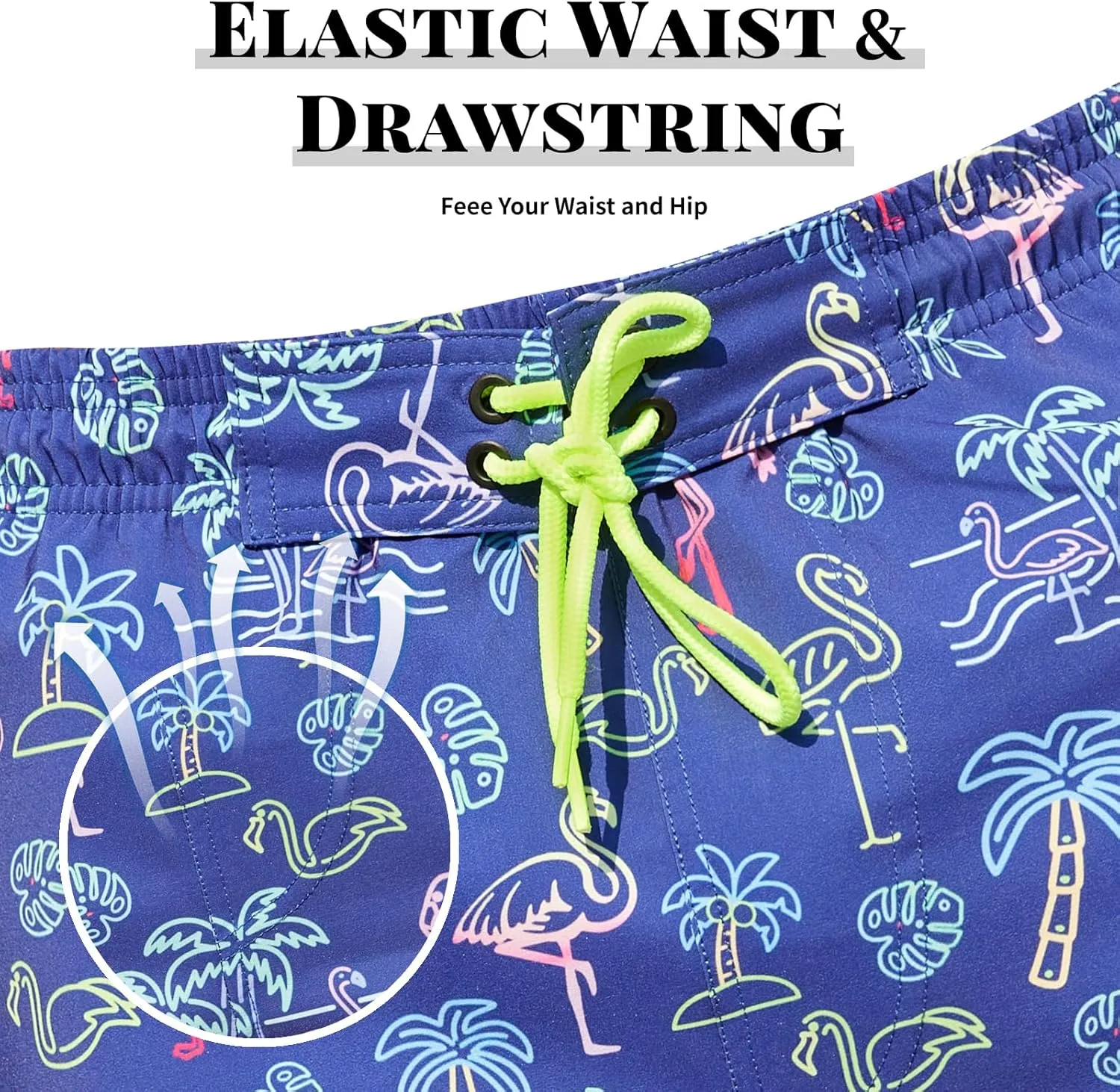 Mens Swim Trunks with Mesh Liner Board Shorts Quick Dry Bathing Suit Hawaii Swimwear for Men Long Shorts with Zipper