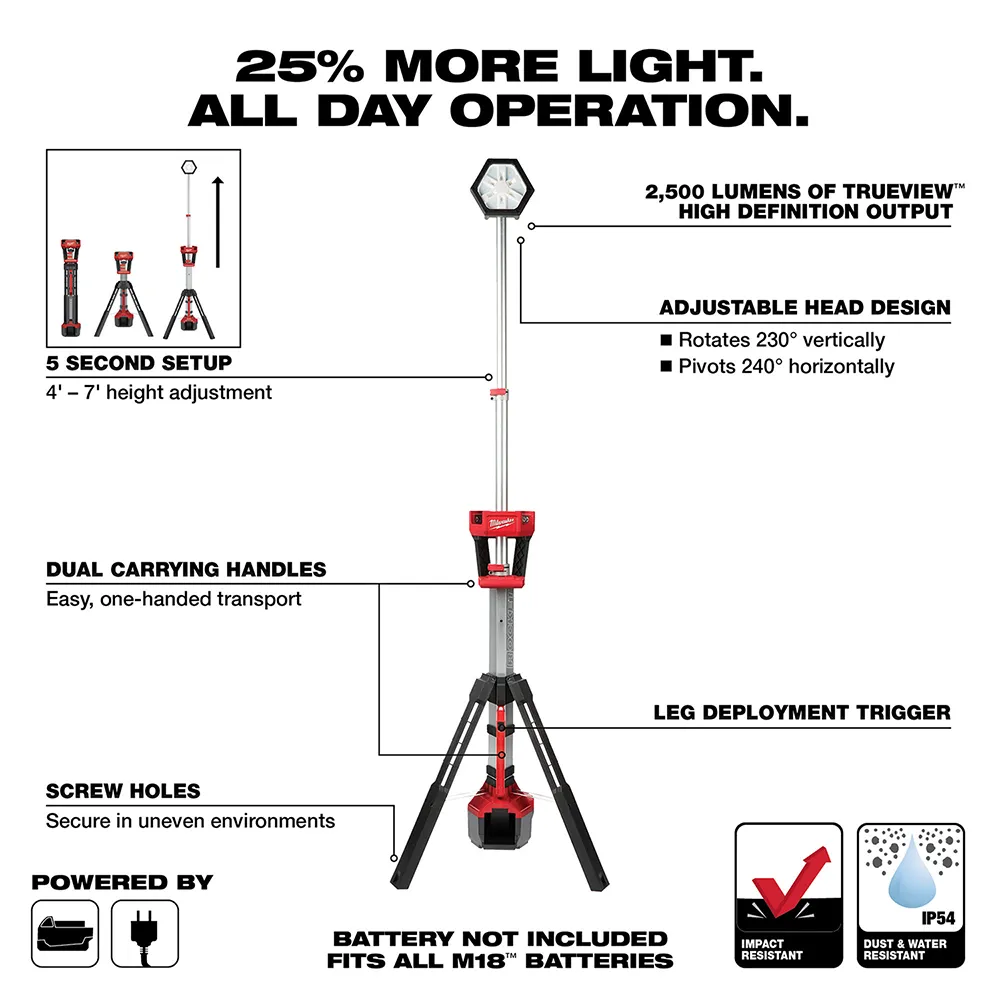 Milwaukee M18 ROCKET 18V Dual Power Tower Light