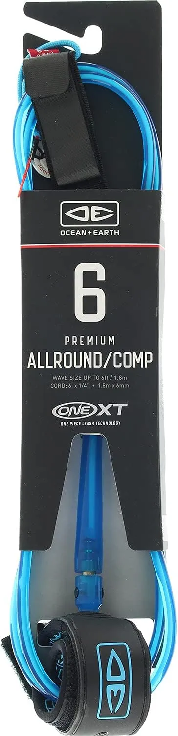 Ocean & Earth One XT All Around Comp Blue Colgate Surfboard Leash - 6'