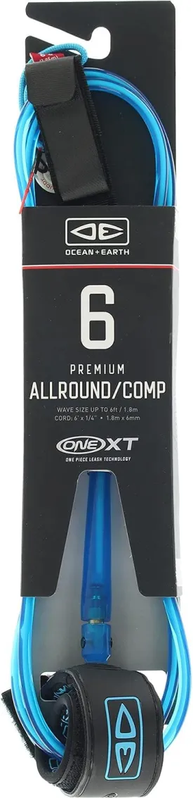 Ocean & Earth One XT All Around Comp Blue Colgate Surfboard Leash - 6'
