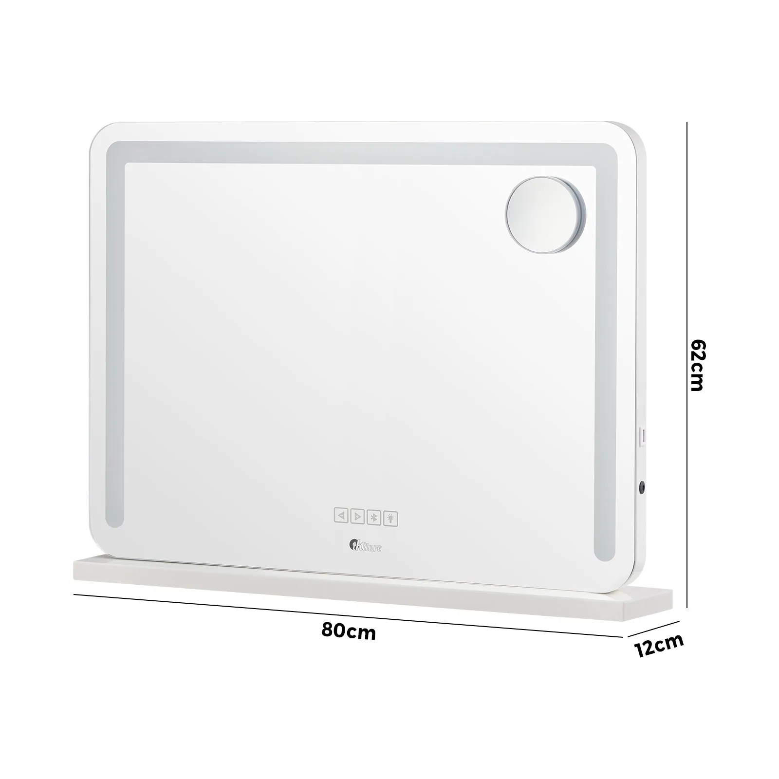 Oikiture Bluetooth Hollywood LED Makeup Mirror 80x62cm Vanity Wall Mirrors