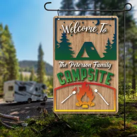 Personalized Tent Campground Metal Garden Flag