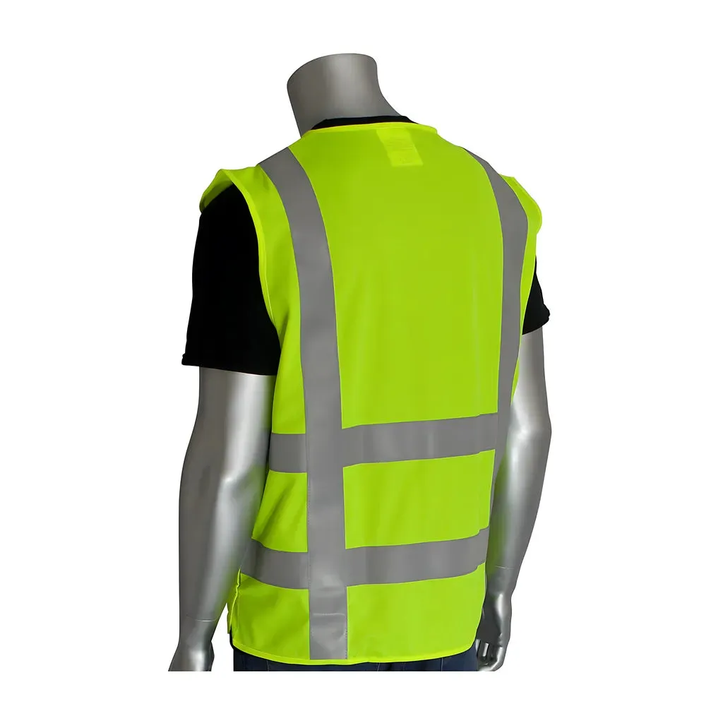 PIP 305-5PVFRLY-2X/3X ANSI Type R Class 2 FR Treated Solid Breakaway Vest