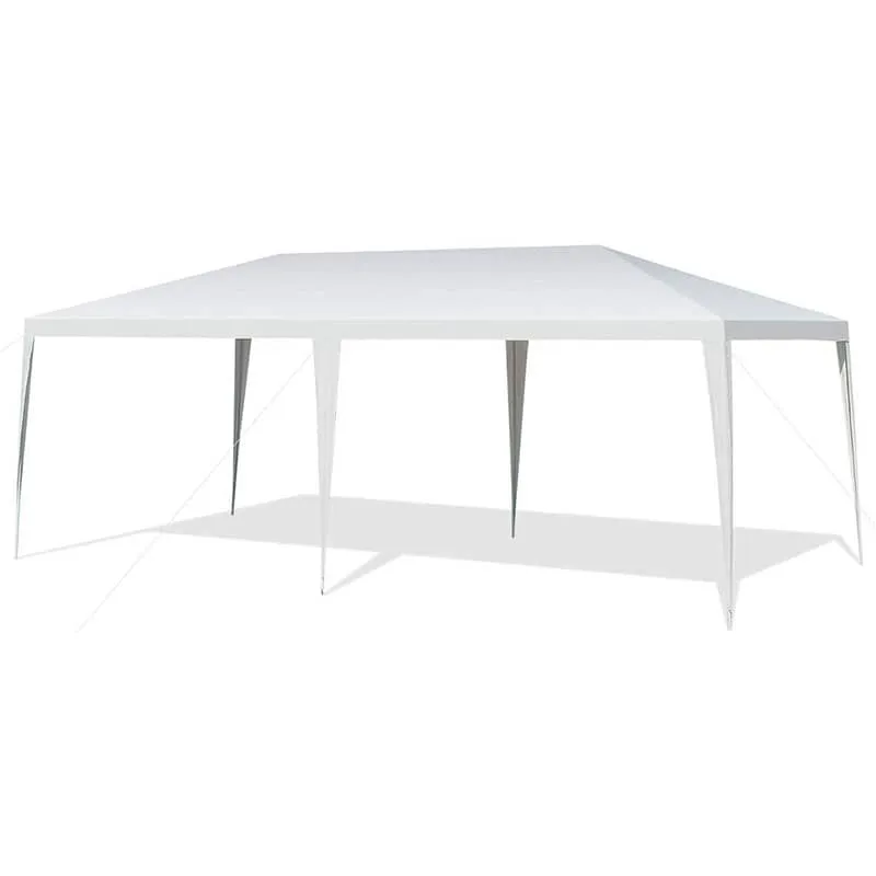 PulseMartix  10' x 20' Heavy Duty Party Tent Outdoor Wedding Tent Waterproof PE Canopy Pavilion Tent with Wind Rope, White Commercial Event Tent for Camping