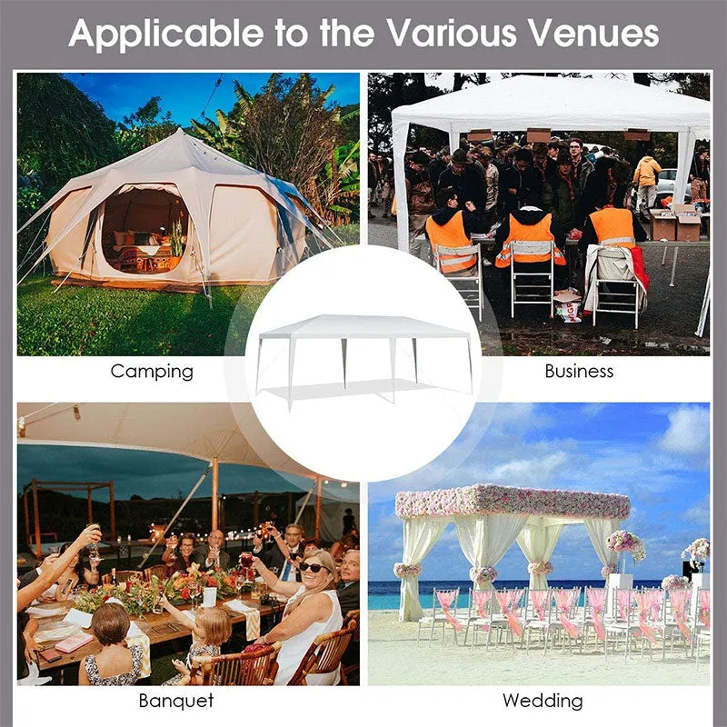 PulseMartix  10' x 20' Heavy Duty Party Tent Outdoor Wedding Tent Waterproof PE Canopy Pavilion Tent with Wind Rope, White Commercial Event Tent for Camping