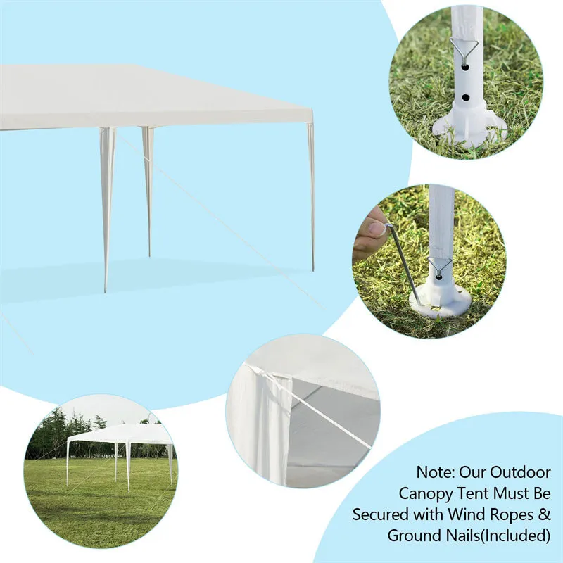PulseMartix  10' x 20' Heavy Duty Party Tent Outdoor Wedding Tent Waterproof PE Canopy Pavilion Tent with Wind Rope, White Commercial Event Tent for Camping