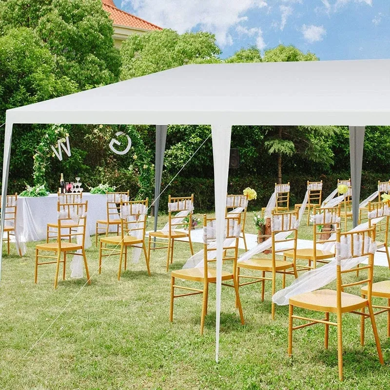 PulseMartix  10' x 20' Heavy Duty Party Tent Outdoor Wedding Tent Waterproof PE Canopy Pavilion Tent with Wind Rope, White Commercial Event Tent for Camping