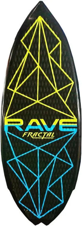 RAVE Sports Fractal Wake Surf Board, 59" x 22", Consistent Weight Distribution and Control, Compressed Molded Fiberglass, Foam Core, Kicktail Design, 3 Fins, Textured EVA Pad, Max Weight 250 lbs