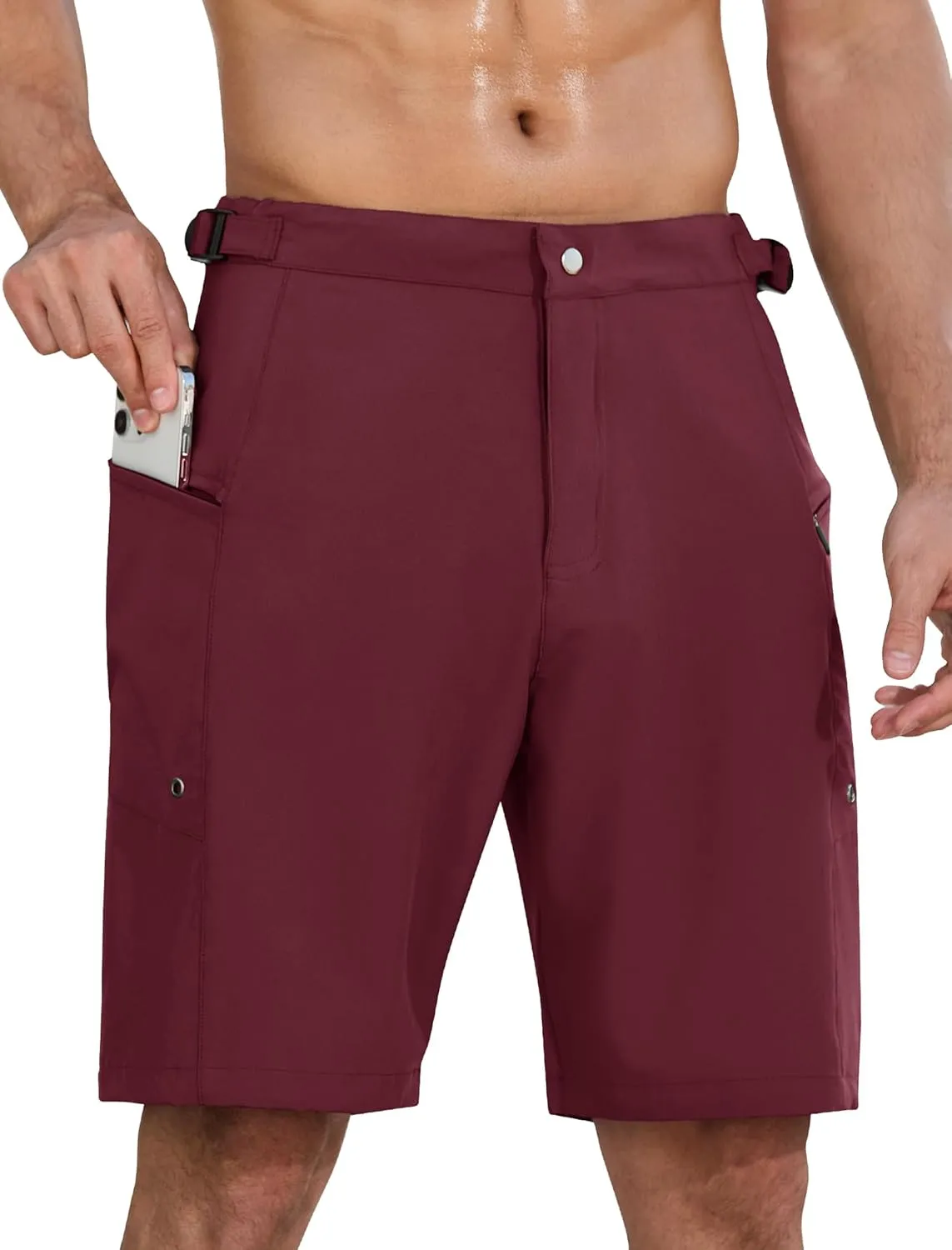 SILKWORLD Mens Swim Trunks Quick Dry 9" Board Shorts with Cargo Zip Pockets-No Liner