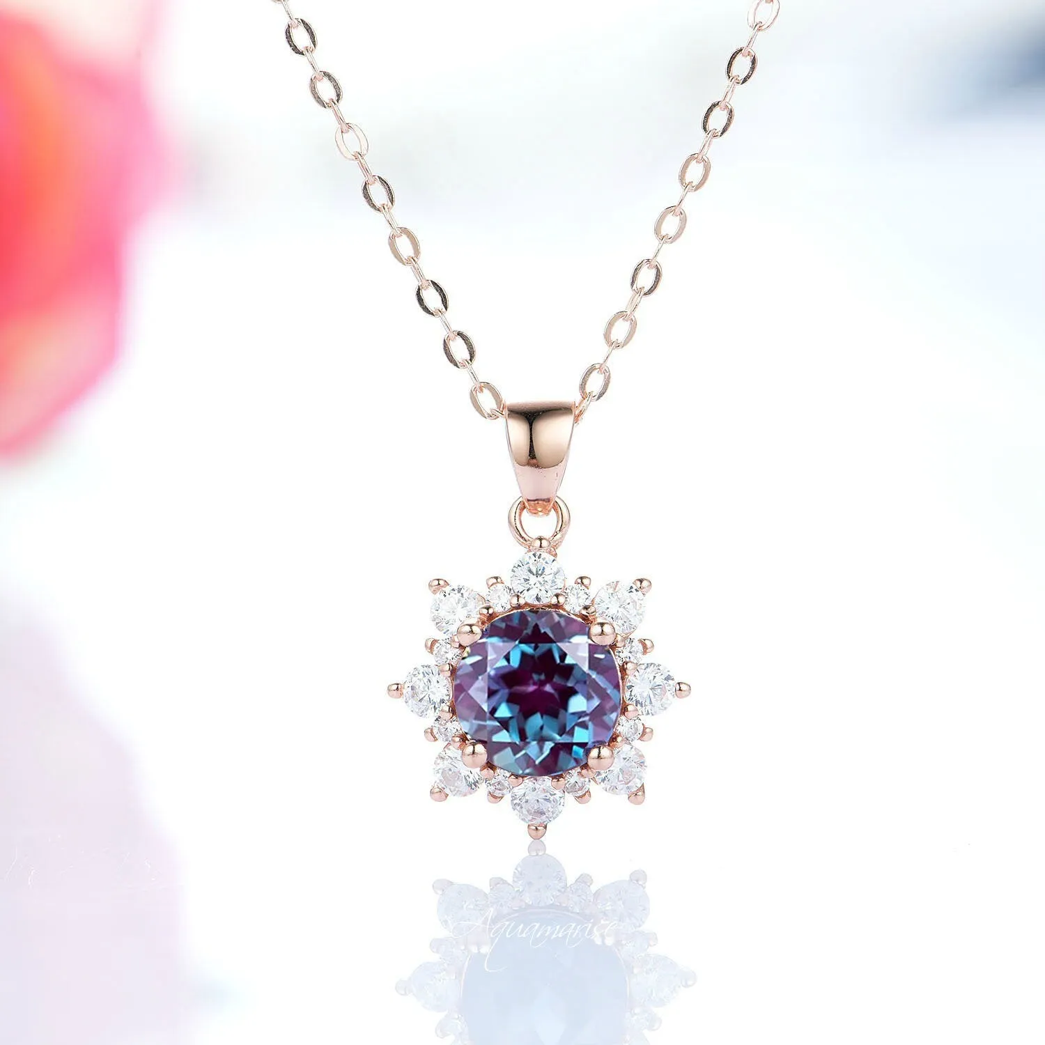 Snowflake Alexandrite Necklace- 14K Rose Gold Vermeil or Sterling Silver