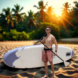 Surfboard,Inflatable Stand Up Paddle Board Set, Purple and White, Paddle, Fin,SUP,with Anti-Abrasion PVC Material - Durable Paddle Board Accessories for Kayak and Inflatable Kayak