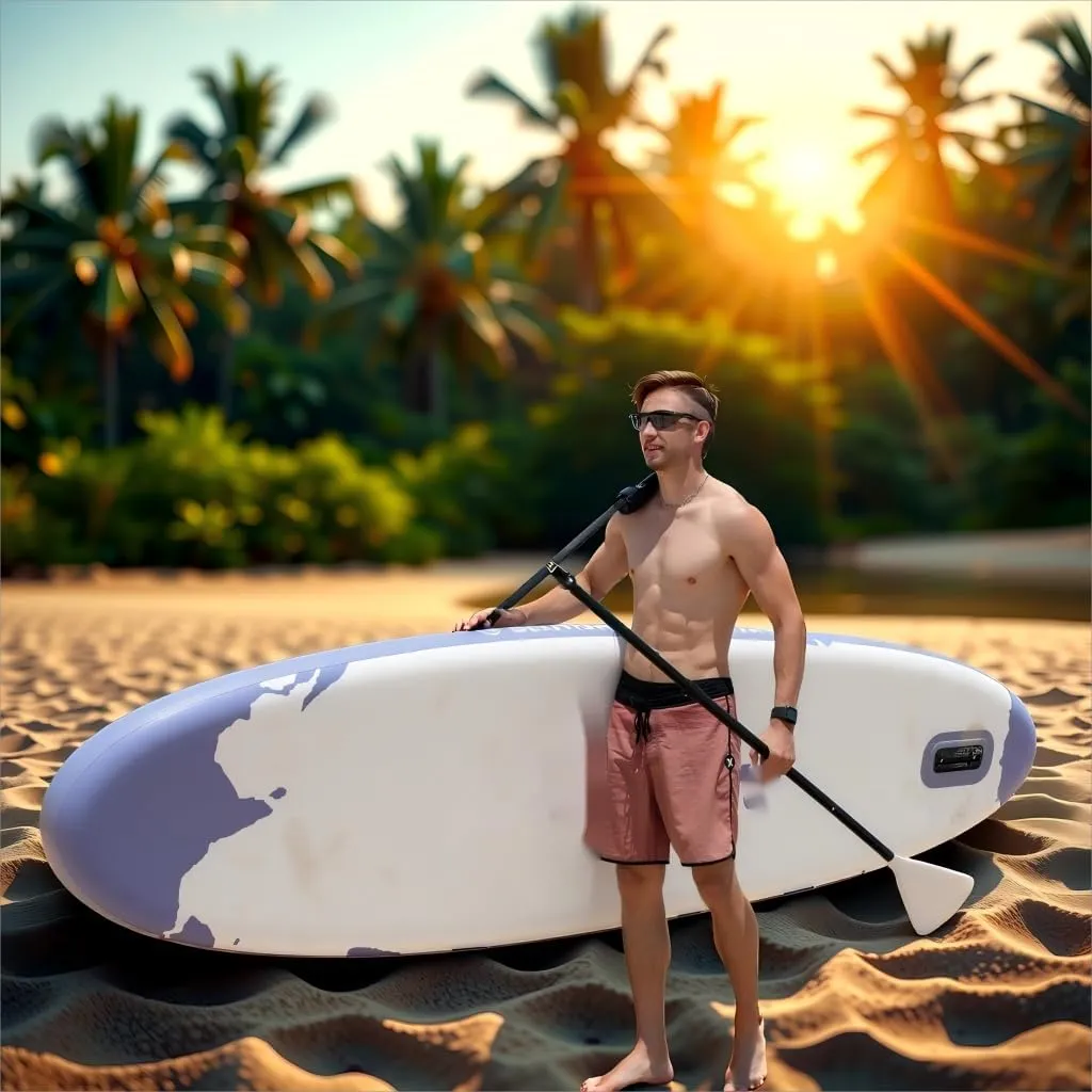 Surfboard,Inflatable Stand Up Paddle Board Set, Purple and White, Paddle, Fin,SUP,with Anti-Abrasion PVC Material - Durable Paddle Board Accessories for Kayak and Inflatable Kayak