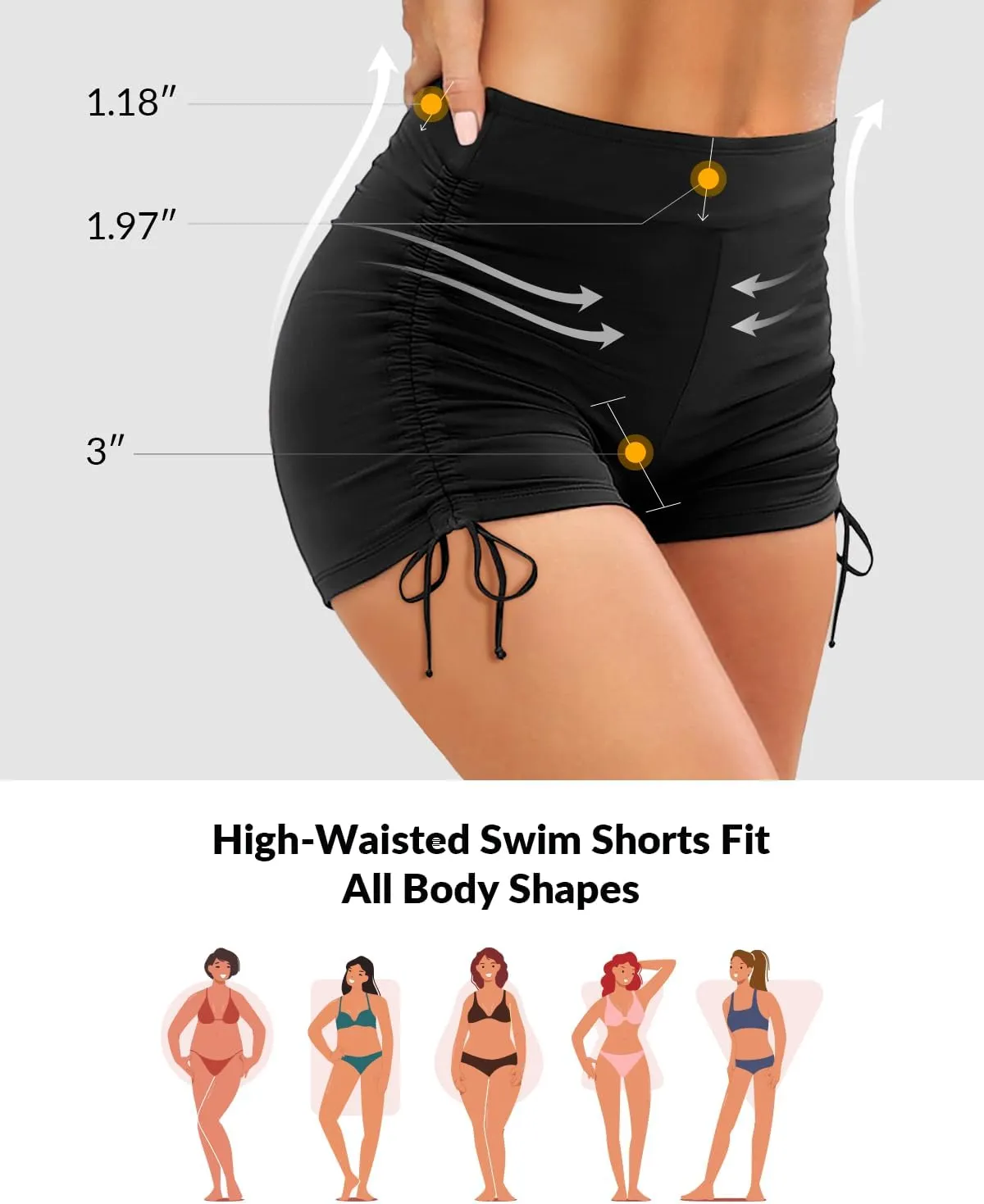 Women Swim Shorts High Waisted Swimsuit Shorts Tummy Control Bathing Suit Bottom Plus Size Boyshorts