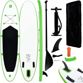 Your Paddleboarding Experience with Inflatable Stand Up Paddleboard Set, Easy Transport, Puncture-Proof Design, Green and White